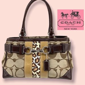 COACH HAMPTON LEOPARD STRIPE HANDBAG